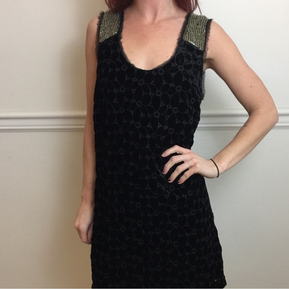 Free People velvet sequin bib dress size 4